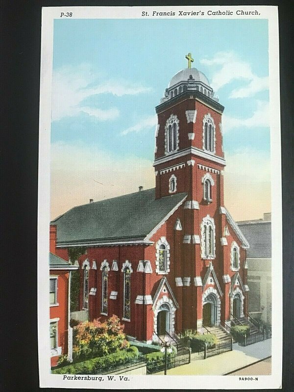 Vintage Postcard 1939 St. Francis Xavier's Catholic Church Parkersburg