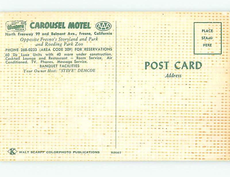 Pre-1980 CAROUSEL MOTEL Fresno California CA M3137