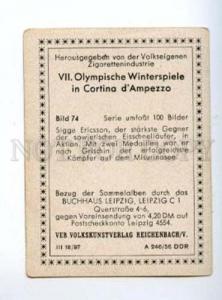 166980 VII Olympic SIGGE ERICSSON speed skater CIGARETTE card