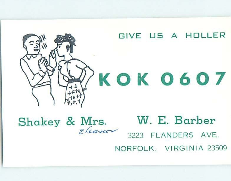 Pre-1980 RADIO CARD - CB HAM OR QSL Norfolk Virginia VA AH1515