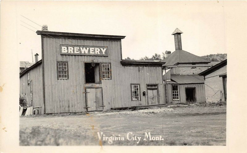 Virginia City Montana 1950s RPPC Real Photo Postcard Old Brewery Building