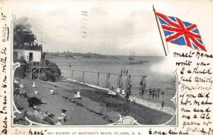 SEA BATHING AT BEATTEAY'S BEACH ST. JOHN NEW BRUNSWICK CANADA POSTCARD 1905