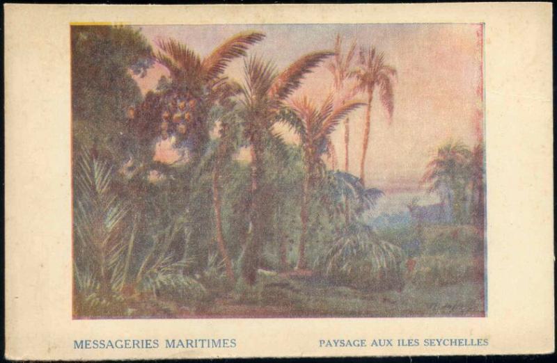 seychelles, Paysage, Panorama with Palm Trees (1910s) Messageries Maritimes