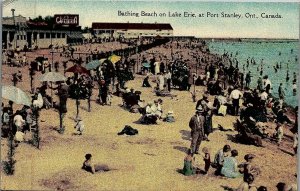 1930s PORT STANLEY ONTERIO CANADA LAKE ERIE BATHING BEACH POSTCARD 25-246 