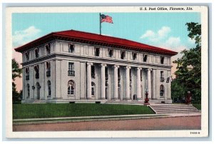 Florence Alabama Postcard US Post Office Exterior Building c1940 Vintage Antique