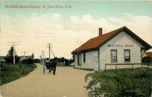 1917 Canada Railroad Depot Westfield Beach Station Valentine Postcard 25-11976