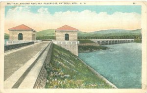 Catskills Mtns. NY Highway Around Ashokan Reservoir WB Postcard Unused