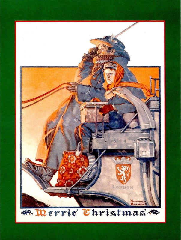 Norman Rockwell (Repro) - Christmas: London Stagecoach   Size: 6.625 X 4.625