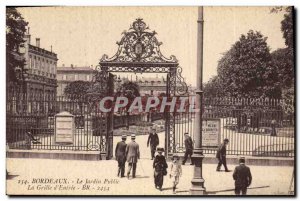 Old Postcard Bordeaux Public Garden The grid & # 39entree