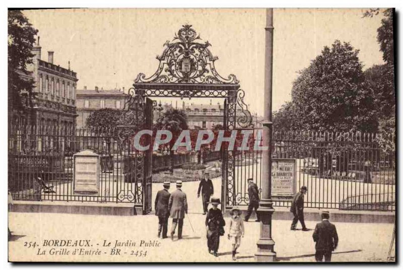 Old Postcard Bordeaux Public Garden The grid & # 39entree
