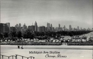 Chicago IL Michigan Ave Skyline Real Photo Vintage Postcard