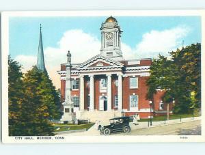 Unused W-Border CITY HALL SCENE Meriden Connecticut CT hs5940