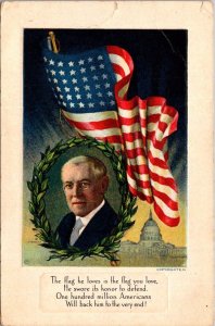 Woodrow Wilson With Flag The Flag He Loves Is The Flag You LOve