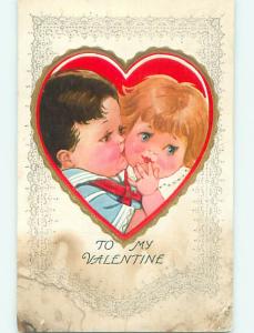 Divided-Back valentine CHUBBY CHEEKS KIDS - BOY KISSES GIRL r4022
