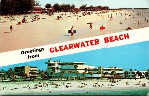 Vtg Dual View Banner Greetings from Clearwater Beach Florida FL Postcard