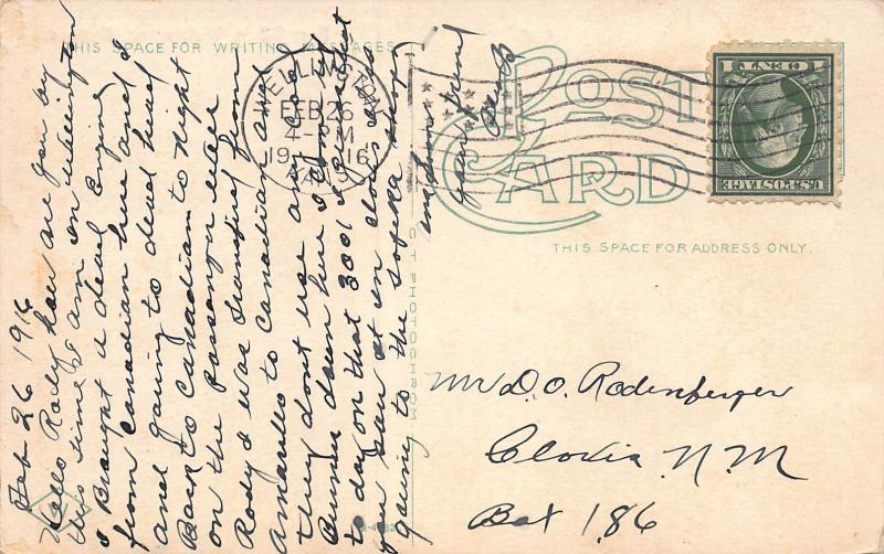 Post Office, Wellington, Kansas, Early Postcard, Used in 1916