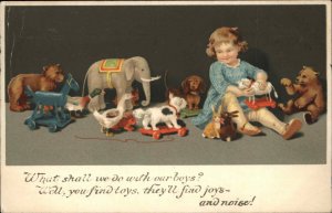 Meissner & Buch Toy Elephant Dog Horse Pull Toys c1910 Vintage Postcard