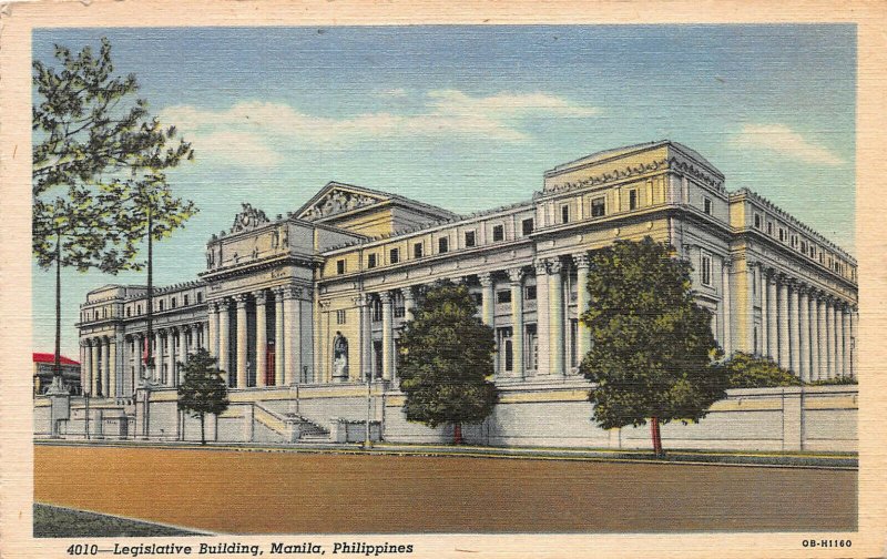 Legislative Building, Manila, Philippines, early linen postcard, used in 1948