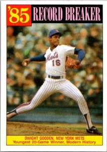 1986 Topps Baseball Card '85 Record Breaker Dwight Gooden Mets sk10662