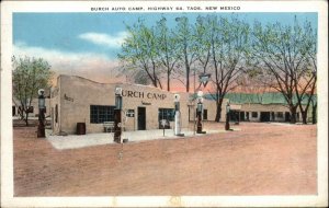 Taos New Mexico NM Burch Auto Camp HWY 64 Gas Station c1930 Postcard