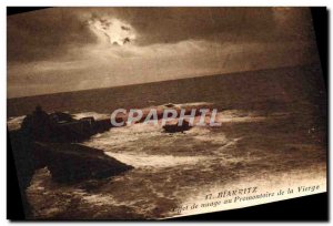 Old Postcard Biarritz Muage Effect At Promontory Lady