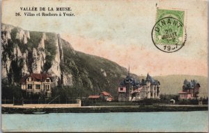 Belgium Vallee de la Meuse Villas et Rochers á Yvoir Vintage Postcard C050