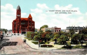 Court House Main Plaza San Antonio Tex Carriage Postcard Antique UNP Unused Vtg 