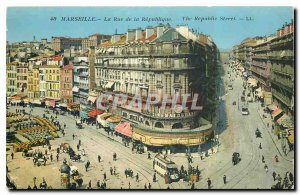Old Postcard Marseille Rue de la Republique