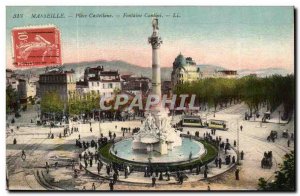 Marseille Old Postcard Fountain Place Castellane Cantini