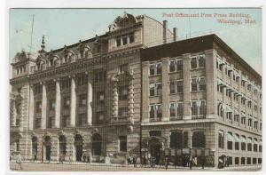 Free Press & Post Office Winnipeg Manitoba Canada 1910c postcard