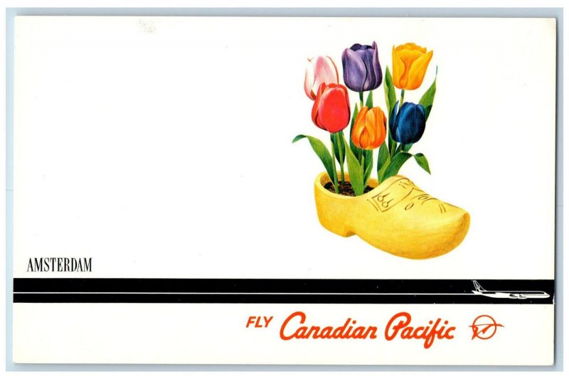 Amsterdam Netherlands Postcard Fly Canadian Pacific c1950's Flower Shoes