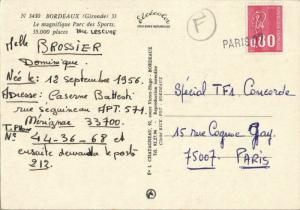 france, BORDEAUX, Parc des Sports (1956) Stadium Postcard