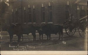 Seaford DE Dealware Oxen Cart Black Man Sussex County Trolley c1905 RPPC