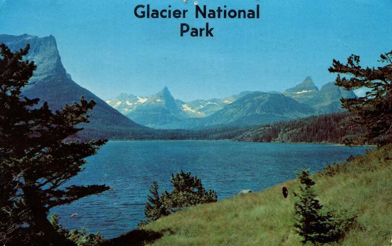 1969 Lake St. Mary Glacier National Park Montana MT Vintage Postcard