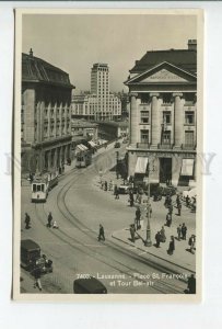 460832 Switzerland 1933 year Lausanne Union Bank trams car photo Vintage RPPC