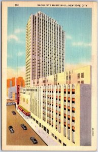 VINTAGE POSTCARD RADIO CITY MUSIC HALL AT NEW YORK CITY LOOKING WEST