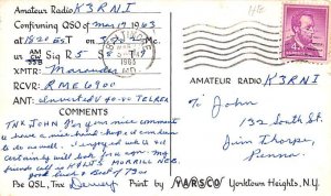 KN3UEN Baltimore, MD, USA QSL 1963 