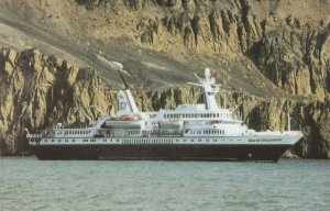 MS World Discoverer Lines Cruise Ship at Shetlands Scotland Postcard