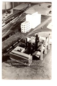 Real Photo, Museum Santa Fe Train Oil Refinery Grain Elevator  Chicago, Illinois