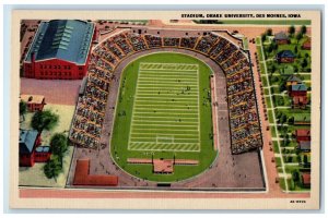 c1940 Aerial View Stadium University Des Moines Iowa IA Vintage Antique Postcard