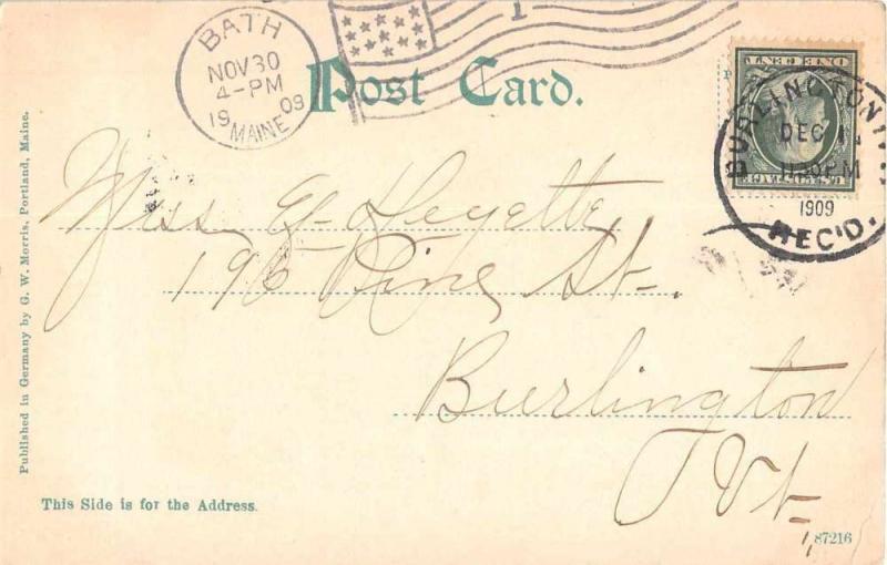 Bath Maine Front Street Antique Postcard J50975 