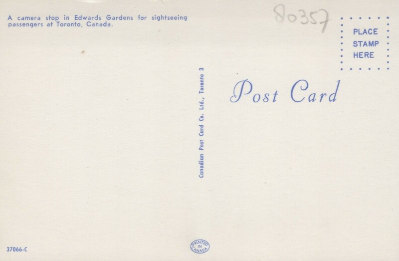 Canada Camera Stop Edwards Gardens Toronto Bus Chrome Postcard 08.78