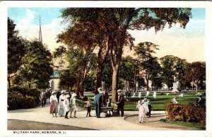 Newark, NJ New Jersey  MILITARY PARK  Families~Children  ca1920's Postcard