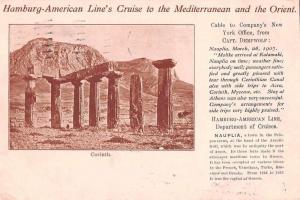 Corinth Greece Nauplia Argos Ruins Hamburg-American Line Private Mail PC J81196