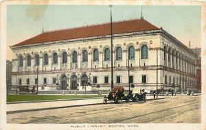 Boston, MA~Early Vintage Cars at Public Library~Trolley Tracks~1913