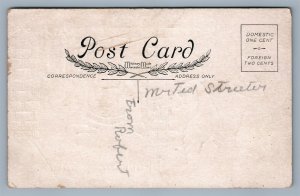 SANTA in YELLOW ROBE CHRISTMAS ANTIQUE POSTCARD HANDS UP!