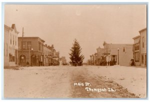 c1950 Main Street Exterior Building Thompson Iowa Vintage Antique Postcard