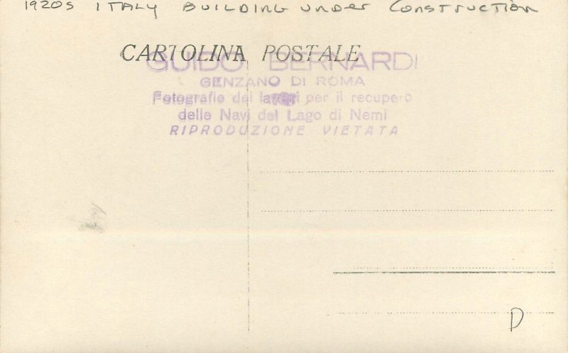 Postcard RPPC Italy 1920s Building under Construction 23-3831