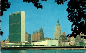 United Nations Headquarters Skyline View New York City NYC NY Postcard VTG UNP 