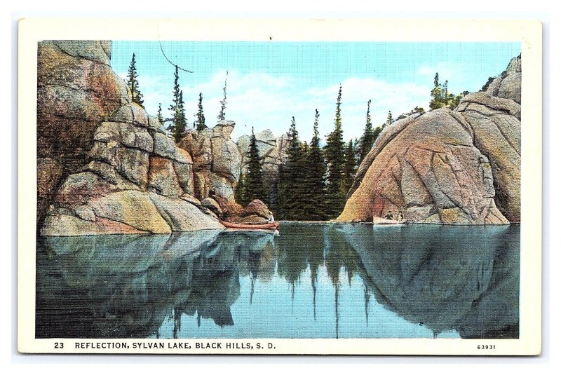 Reflection Sylvan Lake Black Hills S. D. South Dakota Postcard